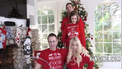 Underneath picturesque christmas family portrait